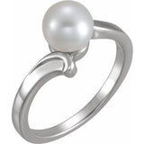 Platinum Cultured White Freshwater Pearl Ring