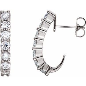 Platinum 1 1/4 CTW Natural Diamond J-Hoop Earrings