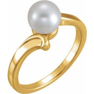 14K Yellow Cultured White Freshwater Pearl Ring