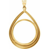 14K Yellow Coin Frame Bezel Pendant Mounting for 27x2.2 mm Coin