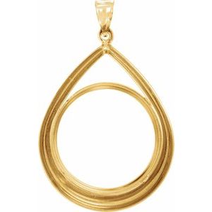 14K Yellow Coin Frame Bezel Pendant Mounting for 27x2.2 mm Coin