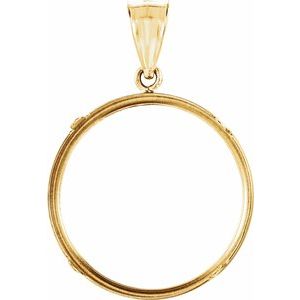 14K Yellow Coin Frame Bezel Pendant Mounting for 22.5x1.4 mm Coin