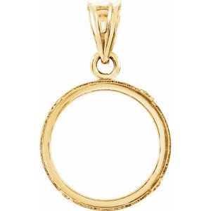 14K Yellow Coin Frame Bezel Pendant Mounting for 13x1 mm Coin