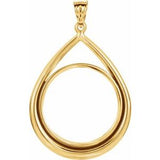14K Yellow Coin Frame Bezel Pendant Mounting for 27x2.2 mm Coin
