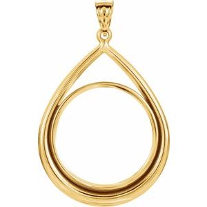 14K Yellow Coin Frame Bezel Pendant Mounting for 27x2.2 mm Coin