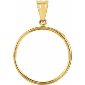 14K Yellow Coin Frame Bezel Pendant Mounting for 22.5x1.4 mm Coin