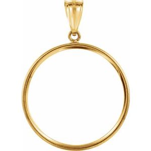 14K Yellow Coin Frame Bezel Pendant Mounting for 27x2 mm Coin