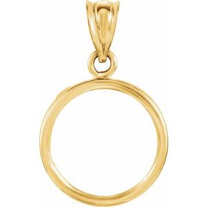 14K Yellow Coin Frame Bezel Pendant Mounting for 13x1 mm Coin