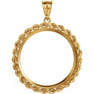 14K Yellow Coin Frame Bezel Pendant Mounting for 27x2.2 mm Coin