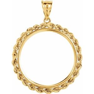 14K Yellow Coin Frame Bezel Pendant Mounting for 27x2 mm Coin