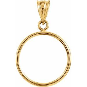 14K Yellow Coin Frame Bezel Pendant Mounting for 15x.76 mm Coin