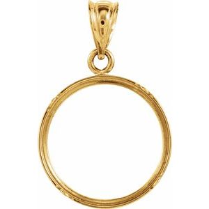 14K Yellow Coin Frame Bezel Pendant Mounting for 15x.76 mm Coin