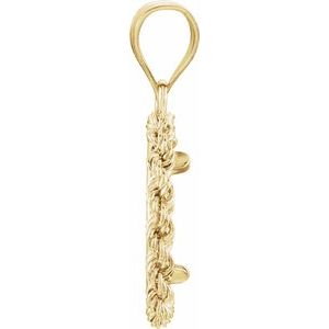 14K Yellow Rope Coin Frame Bezel Pendant Mounting for 13x1 mm Coin