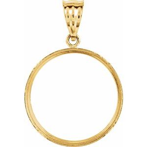 14K Yellow Coin Frame Bezel Pendant Mounting for 21.5x1.5 mm Coin