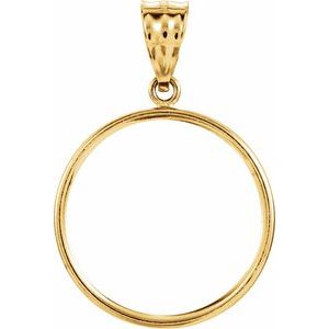 14K Yellow Coin Frame Bezel Pendant Mounting for 21.5x1.5 mm Coin