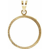 14K Yellow Coin Frame Bezel Pendant Mounting for 21.5x1.5 mm Coin