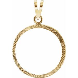 14K Yellow Coin Frame Bezel Pendant Mounting for 21.5x1.5 mm Coin