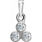14K White 1/10 CTW Natural Diamond Three-Stone Pendant