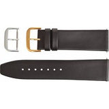 24 mm Regular Black Leather Flat Calf Watch Band