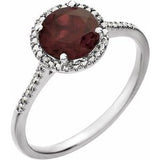 Sterling Silver Natural Mozambique Garnet & .01 CTW Natural Diamond Ring
