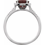 Sterling Silver Natural Mozambique Garnet & .01 CTW Natural Diamond Ring