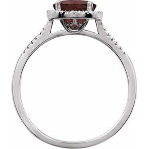 Sterling Silver Natural Mozambique Garnet & .01 CTW Natural Diamond Ring