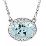 14K White Natural Blue Zircon & .04 CTW Natural Diamond 16 1/2" Necklace