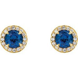14K Yellow 5 mm Lab-Grown Blue Sapphire & 1/8 CTW Natural Diamond Earrings