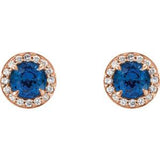 14K Rose 5 mm Lab-Grown Blue Sapphire & 1/8 CTW Natural Diamond Earrings