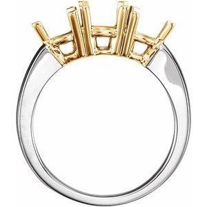 Platinum & 18K Yellow Three-Stone Engagement Ring Mounting