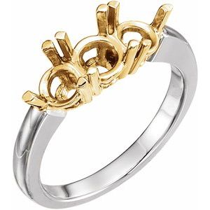 Platinum & 18K Yellow Three-Stone Engagement Ring Mounting