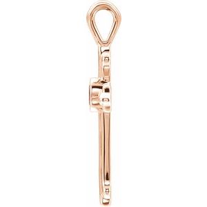 14K Rose Natural Ruby Cross Pendant