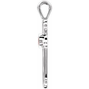 14K White Natural Ruby Cross Pendant