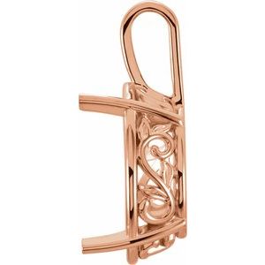 14K Rose 22x16 mm Emerald 4-Prong Laurel Scroll Pendant  Mounting