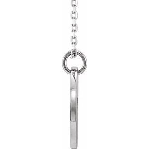 14K White Pierced Cross Disc 16-18" Necklace