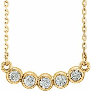 14K Yellow  1/3 CTW Natural Diamond Bezel-Set 16-18" Necklace