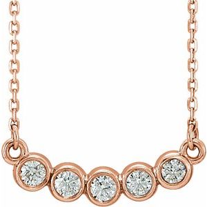 14K Rose  1/3 CTW Natural Diamond Bezel-Set 16-18" Necklace