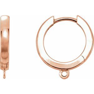 14K Rose Hinged 14.2 mm Hoop Earring Top
