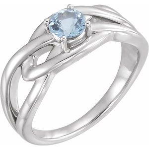 Sterling Silver Natural Aquamarine Ring