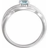 14K White Natural Aquamarine Ring