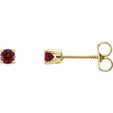14K Yellow Imitation Mozambique Garnet Youth Earrings