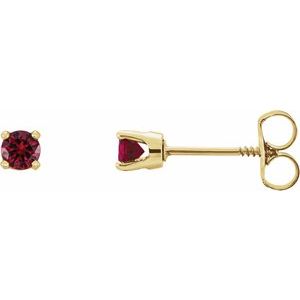 14K Yellow Imitation Mozambique Garnet Youth Earrings