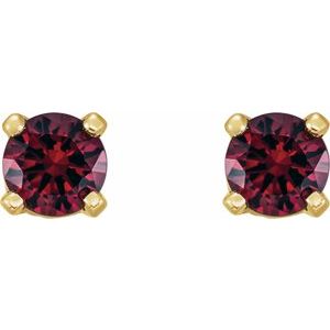 14K Yellow Imitation Mozambique Garnet Youth Earrings