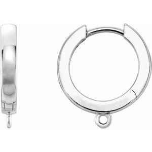 14K White Hinged 14.2 mm Hoop Earring Top