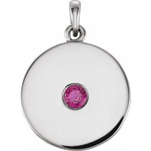 Sterling Silver Natural Ruby Disc Pendant