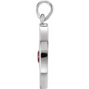 Sterling Silver Natural Ruby Disc Pendant