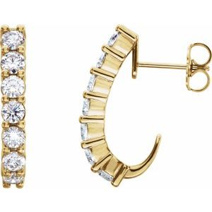 14K Yellow 1 1/4 CTW Natural Diamond J-Hoop Earrings