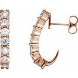 14K Rose 1 1/4 CTW Natural Diamond J-Hoop Earrings