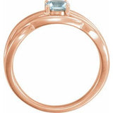 14K Rose Natural Aquamarine Ring