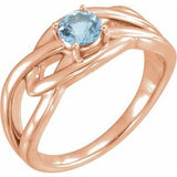 14K Rose Natural Aquamarine Ring